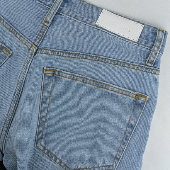 Re/Done Denim Shorts Raw Hem High Rise Button Fly Cut Off Airy Indigo 28 NWOT - Picture 4 of 14